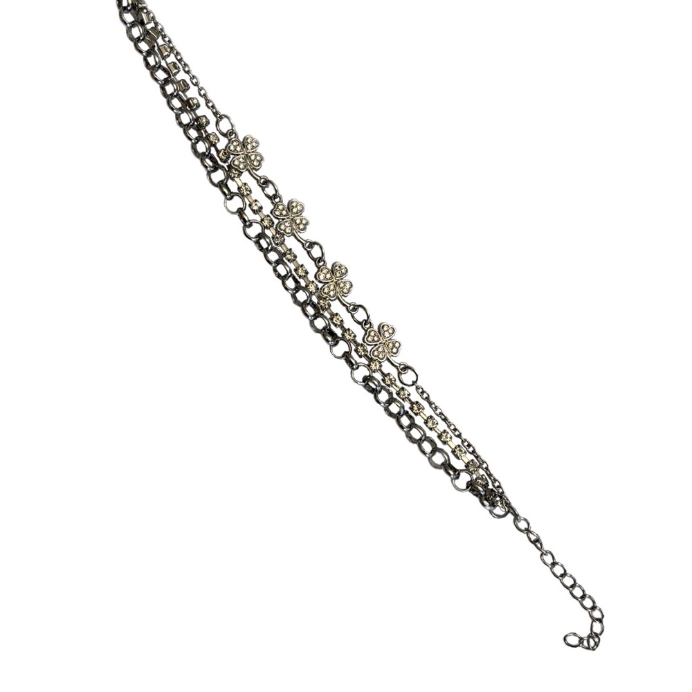 Silver and Glass Tassel Necklace with Rhinestone Bracelet and Earrings Bundle - Picture 6 of 9